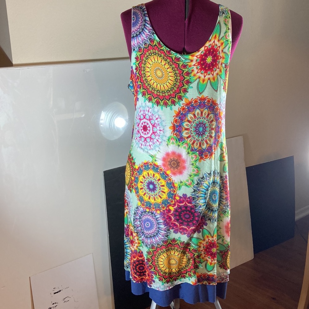 Vivienne Tam Tank Dress, Mandala/Kaleidoscope Pattern, Great Colors!